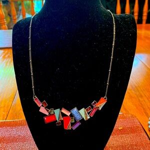 Choker and earrings. Great crazy colors and shapes. 18” Adjustable hook